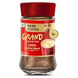 Tata Premium Instant Coffee, 45g Jar, 100% Pure Coffee, With Flavour Locked Decoction Crystals, Rich Aroma & Great Taste
