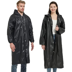 AM SAFE-X delivering the best Ethylene Vinyl Acetate(Eva) Knee-Long Rain Coat For Men Waterproof Universal Outdoor Hooded Water Resistant Portable Suit For Men Women Boys&Girls,Black,Free Size
