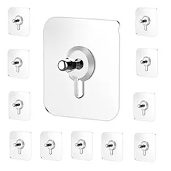 JIALTO 10 Pcs Stainless Steel, PVC, ABS Nail Free Seamless Adhesive Non-Trace No Drilling Installation Hanging, Waterproof Screws Wall Hook (Transparent)