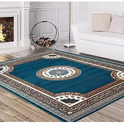 CHOUDHARY CARPET Home Decore Traditional Acrylic Carpet for Your Living Room (5x7 Feet Blue Color)