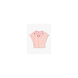 Girls Dolman Ruffled Relaxed Fit Round-Neck T-Shirt