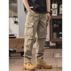 Men Relaxed Mid-Rise Cotton Cargos