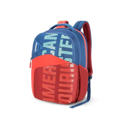 American Tourister Fizz Style 4, 31L Volume College 4 Compartment Backpack with Front Organizer and Spacious Interiors for Unisex - Blue/Red