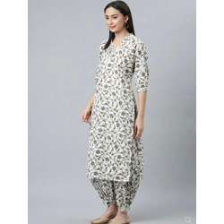 Floral Printed V-Neck Straight Kurta with Salwar