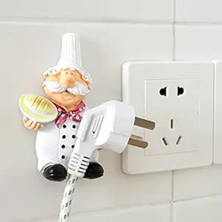 Perfect Pricee 1Pc Cute Cook Fat Chef Design Power Plug Socket Holder Door Wall Mounted Adhesive Hook Hanger Organizer for Kitchen Decor (Random Hands Hang)