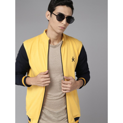 The Life Co. Mock Collar Contrast Sleeves Bomber Jacket