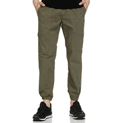 Amazon Brand - Symbol Men's Stretchable Cargo Jogger Pants | Chinos | Casual Trousers (Slim Fit) (Olive_36), Mid Rise