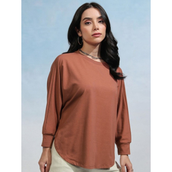Women Solid Round Neck Cotton T-shirt