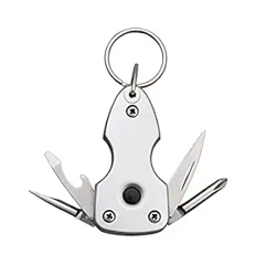Stealodeal Silver Keychain with Torch, Screwdriver & Bottle Opener Key Chain, Steel