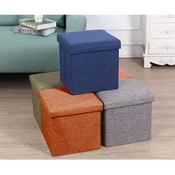 ALMAND Fabric Living Foldable Storage Bins Box Ottoman Bench Container Organizer With Cushion Seat Lid,Cube,Multi Colour(30X30X30 Cm) (1 Pcs), Multi-coloured