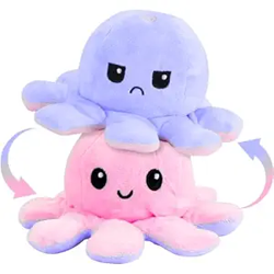Storio Toy Octopus Plushie Reversible Soft Toys for Kids | Plush Soft Toys for Baby Boys and Girls| Best Gift | Octopus Soft Toy for Kids -PurplePink