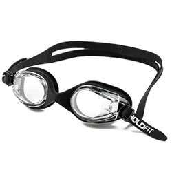 Boldfit Swimming Goggles for Kids, Boys With Adjustable Strap, UV Protection, Air Tight Antifog Goggles for Girls for Kids - Black, Silicone, Polycarbonate