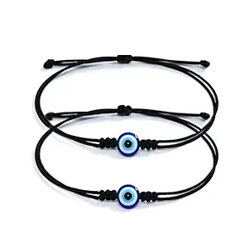 ARTIFICIAL TREE Handmade Evil Eye Nazar Dhaga Bracelet Adjustable Friendship Band for Women, Men | Nazar Bracelets 2 Piece | Stylish Adjustable Thread Bracelets for Protection (AT GIRLS BRCT 005)
