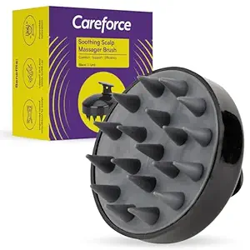 Careforce Scalp Massager For Hair Growth Shampoo Scrub Hair Massager Soft Silicone Head Massager For Hair Growth Scalp Scrubber Exfoliator, Anti-Dandruff Hair Scalp Massager Brush - Black