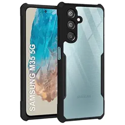 TheGiftKart Shockproof Crystal Clear Back Cover Case for Samsung Galaxy M35 5G | 360 Degree Protection | Protective Design | Transparent Back Cover Case for Samsung M35 5G (PC & TPU, Black Bumper)