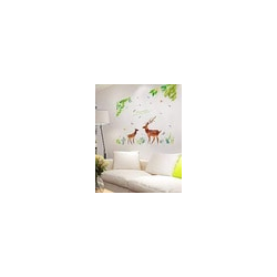 Deer with Green Leaves Decorative Waterproof Wallsticker (60 CMx 90 CM)