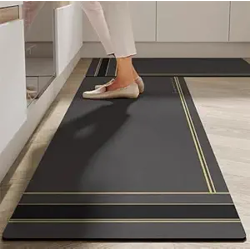 TEKCOOL Anti Fatigue Kitchen Rug Sets 2 Piece Non Slip Kitchen Mats for Floor Cushioned Kitchen Rugs & Mats Waterproof Comfort Standing Mat Runner for Kitchen,Home Office,Sink,Laundry(Line MAT) Rubber