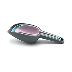 MOBDESK 3pcs Nesting Multi-Purpose Plastic Shovel Scoop Set Measuring Scoops Kirana Shop, Grocery, Grains, Sugar, Atta, Rice, Masala, Atta, Rice, Masala, Powder etc (Multi Colour) P-9876