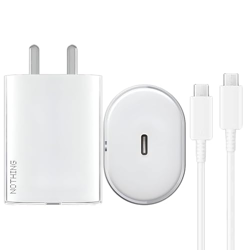 Nothing Charger Original 45W Adapter Fast Charging USB Type C Adaptor with PD 3.0 PPS Technology Compatible with Nothing Phone 2A Phone 2 Phone 1 Buds and Other Type C Devices - White