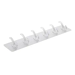 JIALTO 1 PCS Wall Hanger Hooks for Cloth Hanger for Wall Strong Self Adhesive Magic Sticker for Kitchen Hangers and Hooks, Home, Bathroom, Bedroom, Door Sticker Hooks for Walls (6 Hook Strip)