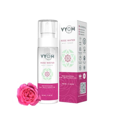Vyom India Rose Water Toner Spray, Gulab Jal, 100% Pure extract of Rosa Damascena in Rose Water Mist Spray, Hydrating Toner, Tightens Pores, Organic, Natural, Herabal & Plant based -100ML