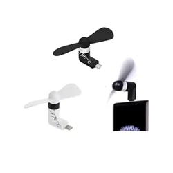 Combo of 2 Pcs. Mini Type-C F an M ini Fan 2-Blade Fan High Speed USB F an, M ini Mobile Cooler, Mini fan Support with All Android & Type-C Smatphones (Multi-colour)