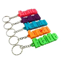 Paru3DArt Customized Name Letters 10 mm Thick BioPVC Rough and Tuff for Daily Use School Bag Tag, Name Tag for Car Bike, Couple Gift, Pet Tag with Nickle plated Keychain