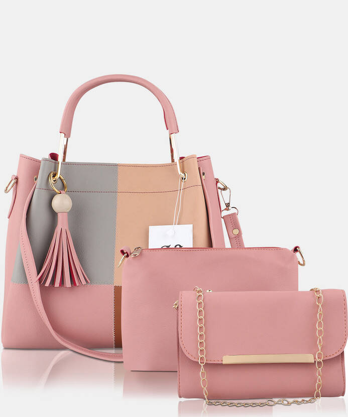 Pink Women Shoulder Bag - Extra Large Women hand bag(Pack of 3)