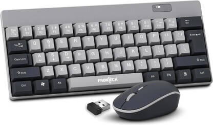 Frontech Wireless Keyboard and Mouse Combo with 2.4GHz Technology and 1600 DPI Mouse Combo Set(Light Grey + Dark Grey)