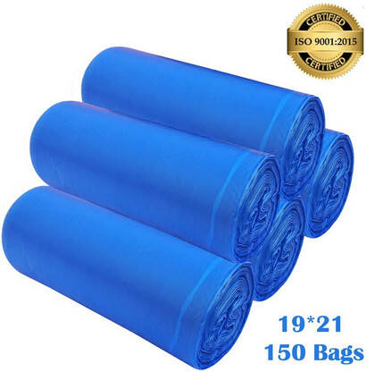 MJ Exim Blue Biodegradable 19x21 pack of 5 (150 Bags) Medium 18 L Garbage Bag (150 Bags) Medium 18 L Garbage Bag Pack Of 150(150Bag )