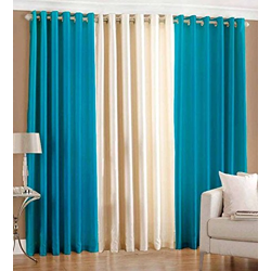 FRESH FROM LOOM Curtains Polyester Solid Grommet Curtain for Window, 4 * 5 Feet, Multicolour, Pack of 3
