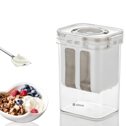 Stewit Greek Yogurt & Curd Maker - 1100ml Fine Mesh Strainer with Lid | Multifunctional Yogurt Filter | Curd Maker for Home | Perfect for Homemade Yogurt, Curd,Cheese Maker (Greek Yogurt Maker)