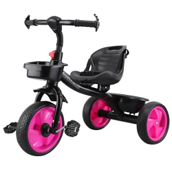 Maanit Kids Tricycle with Rear & Front Basket | Comfortable Cushioned Seat with Safety Belt | Baby Trike for Boys & Girls Ages 2 to 4 Years | Sturdy & Safe Tricycle
