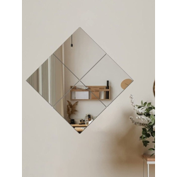 Set Of 4 Square Glass Wall Mirror Tiles
