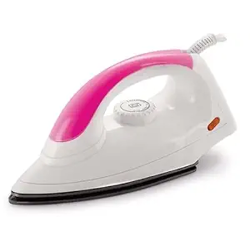 SAMYAK ABS body Aurora 1000 W Dry Iron With Innovative Tail Light Indicator, Weilburger Soleplate (White & Pink), 1000 Watts Pack of 1