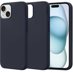 amazon basics Liquid Silicone Case for iPhone 15 Plus | Shockproof, Drop and Camera Protection, Soft Microfiber Lining Inside| Back Case Cover for iPhone 15 Plus - Midnight Blue