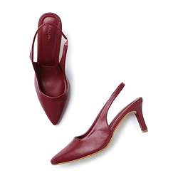Marc Loire Women's Slip On Casual Red Pumps Heels, 3 Uk