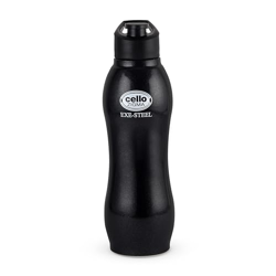 Cello Zigma Single Wall Stainless Steel Water Bottle, 1000ml, Black | Leak Proof & BPA Free | Wide Mouth for Easy Sips | Flip Top Lid | Refrigerator Safe | Best for School, Yoga, College & Office
