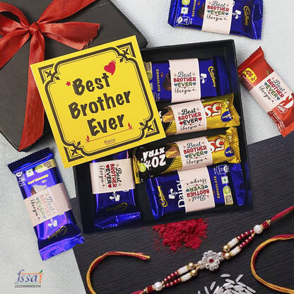 OddClick Unique rakhi for brothers with chocolate rakshabandhan rakhi gift brother Combo(6 Dairy Milk Chocolate, 2 Five Star Chocolate, 2 Kit Kat Chocolate ( All Best Brother Ever Wrapped), 1 Best Brother Ever Wishes Card)