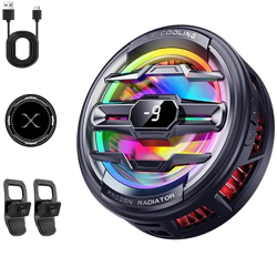 ZORBES Phone Cooler for Gaming, Magnetic Mobile Cooler with 3 Level Modes, LCD Display & RGB Light, Semiconductor Technology Gaming Cooler with Clips for iOS & Android Phones and IPAD
