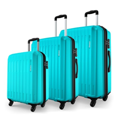 Safari Polypropylene 360 Degree Genius Alley Set Of 3 (Cabin + Medium + Large) Trolley Bags Hard Case, 4 Wheels, 360 Wheeling Luggage, Travel Bag, Suitcase For Travel, Scuba Blue