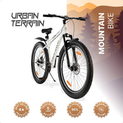 Urban Terrain Bolt Cycles 27.5T for Men with Steel Frame & Disc Brake MTB Bike UT5000S27.5 27.5 T (inch) Road Cycle(Single Speed, White, Only Front Suspension)
