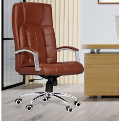 Da URBAN Richmond High Back Revolving Leatherette Ergonomic Home & Office Executive Chair with High Comfort Seating, Height Adjustable Seat & Heavy Duty Metal Base (Tan)