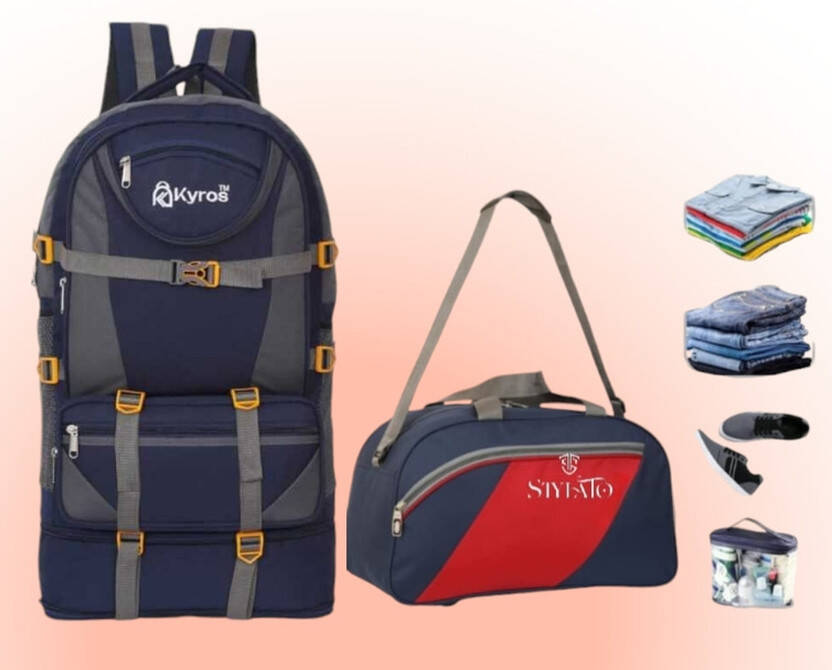 Kyros Rucksack and DB bag Combo Pack For men and women-Blue Rucksack -65 L(Blue) Rucksack - 65 L(Blue)