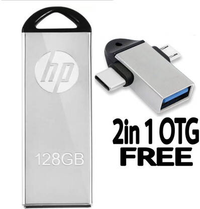 HP Flash Drive 128 GB Pen Drive Compatible with Audio Player, Desktop Computer, Gaming Console, Laptop, Mobile, Tablet USB 2.0 Metal Case(Silver)