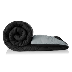 HOMEKART 220 GSM Solid Plain Reversible Summer Microfiber AC Comforter/Duvet| All Season Single Size 3 Layered Quilted Blanket for Single Bed (220 cm x 152 cm, Black and Grey)| TC - 250