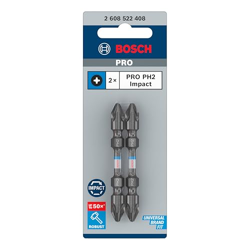 Bosch Professional Impact Screwdriver Bits, Type PH2-PH2 | Double-Ended Screwdriver Bits | Heat-treated S2M Steel | 65mm Length | Magnetic Tip | Heat-Treated for Durability | 2 Pcs Pack