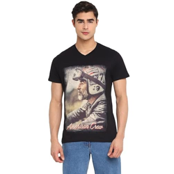 AMERICAN CREW Printed V Neck T-Shirt for Men