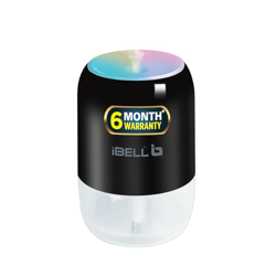 iBELL HU200P Mini Humidifier & Essential Oil Diffuser, Portable, Compact USB Design for Car, Office, Bedroom and Perfect for Travel (Black)