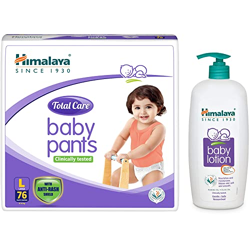 Himalaya Total Care Baby Pants Diapers, Large (9-14 kg), 76 Count, White & Himalaya Baby Lotion 700ml